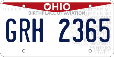 OH license plate GRH2365