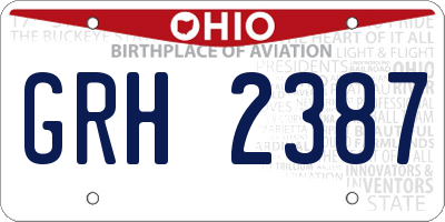 OH license plate GRH2387