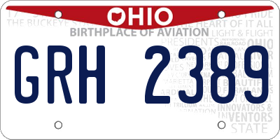 OH license plate GRH2389