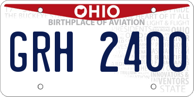 OH license plate GRH2400