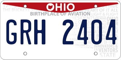 OH license plate GRH2404