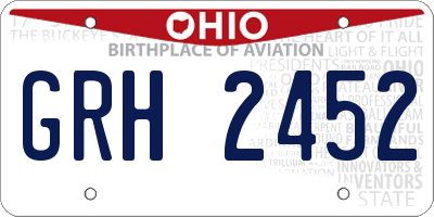 OH license plate GRH2452