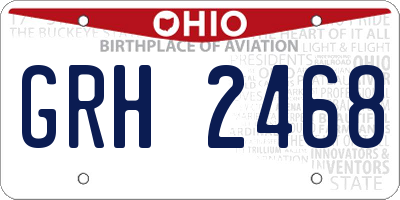 OH license plate GRH2468
