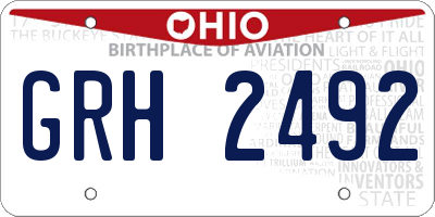 OH license plate GRH2492