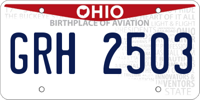 OH license plate GRH2503