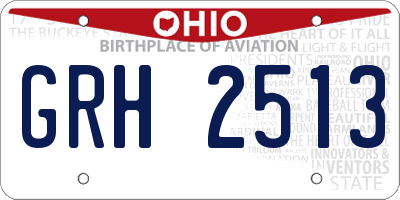 OH license plate GRH2513