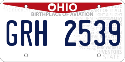 OH license plate GRH2539