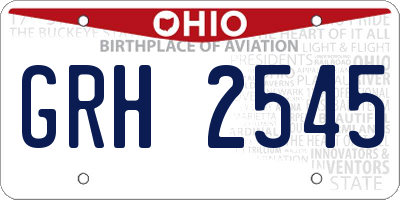 OH license plate GRH2545