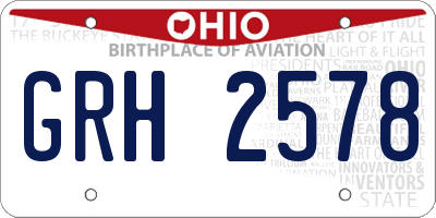 OH license plate GRH2578