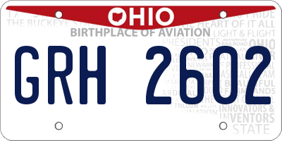 OH license plate GRH2602