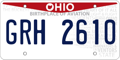 OH license plate GRH2610