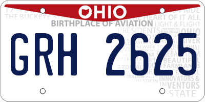 OH license plate GRH2625