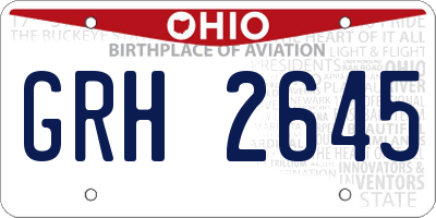 OH license plate GRH2645