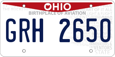 OH license plate GRH2650