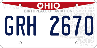 OH license plate GRH2670