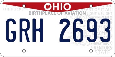 OH license plate GRH2693
