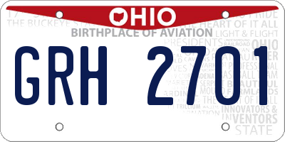 OH license plate GRH2701