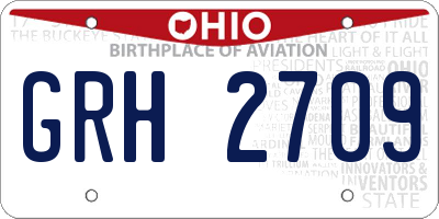 OH license plate GRH2709