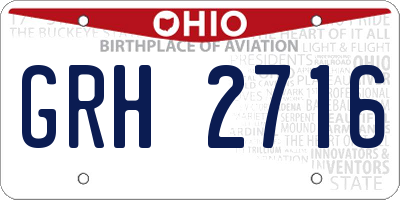 OH license plate GRH2716