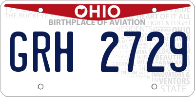 OH license plate GRH2729