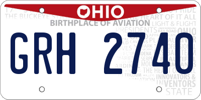 OH license plate GRH2740