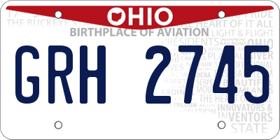 OH license plate GRH2745