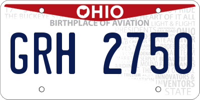 OH license plate GRH2750