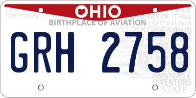 OH license plate GRH2758