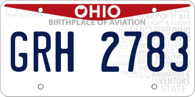 OH license plate GRH2783