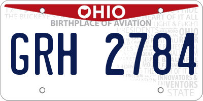 OH license plate GRH2784
