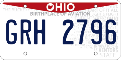 OH license plate GRH2796