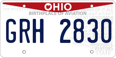 OH license plate GRH2830
