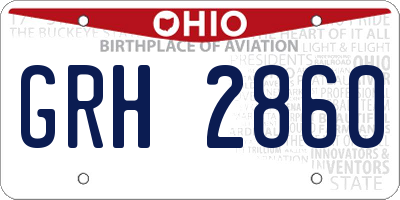 OH license plate GRH2860