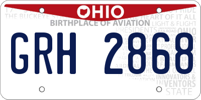 OH license plate GRH2868