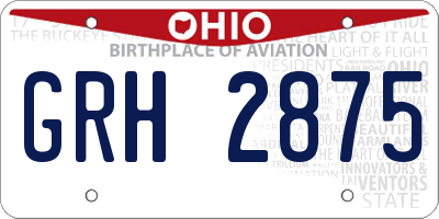OH license plate GRH2875
