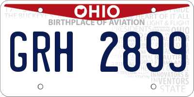 OH license plate GRH2899
