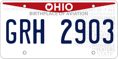 OH license plate GRH2903