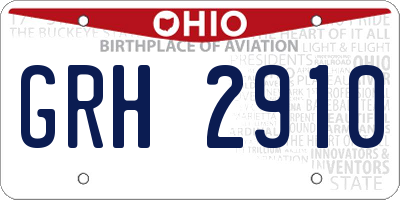 OH license plate GRH2910