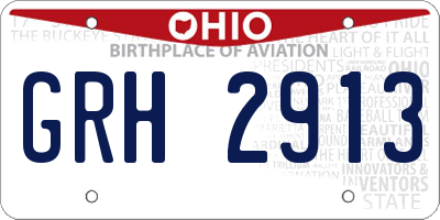 OH license plate GRH2913