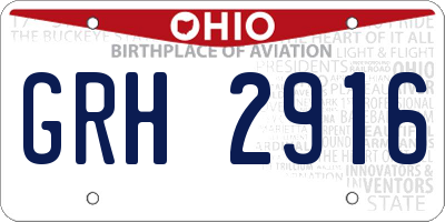 OH license plate GRH2916