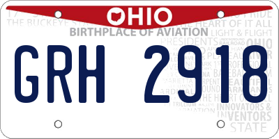 OH license plate GRH2918
