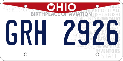 OH license plate GRH2926