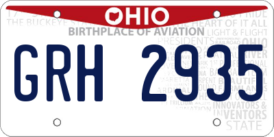 OH license plate GRH2935
