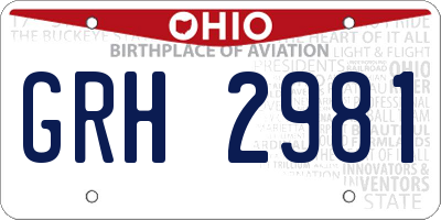 OH license plate GRH2981