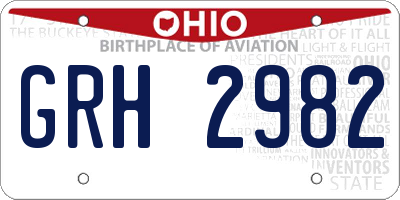 OH license plate GRH2982