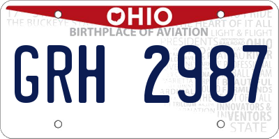 OH license plate GRH2987