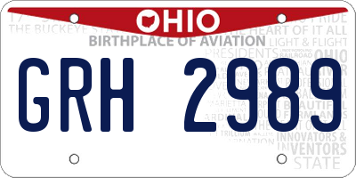 OH license plate GRH2989