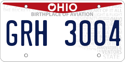 OH license plate GRH3004