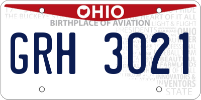 OH license plate GRH3021