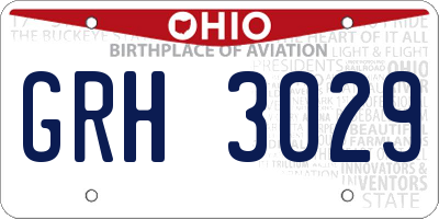 OH license plate GRH3029